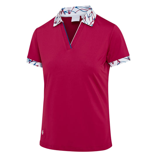 IGLTS2328 - Ladies 'Summer Leaf' Printed Collar & Cuffs Polo Shirt