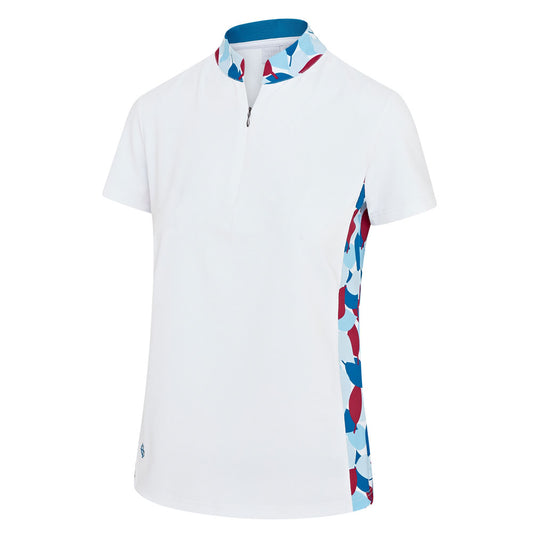 IGLTS2331 - Ladies 'Leaf' Printed Collar & Side Panels Polo Shirt