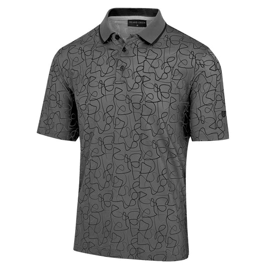 IGTS2339 - Men's Rib Collar Freehand Print Polo Shirt