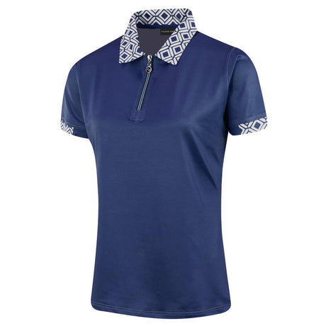 IGLTS2142 - Ladies Zip Geometric Print Collar Polo Shirt