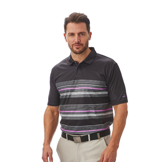 UPTS1642 - Mens Concealed Placket Striped Polo Shirt