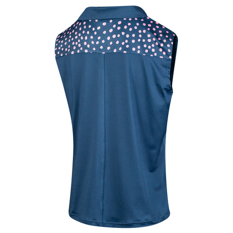 IGLTS2230 - Ladies V Neck Spotted Print Sleeveless Polo Shirt