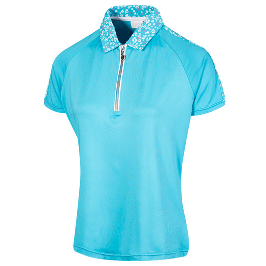 IGLTS2242 - Ladies Zip Neck Floral Print Collar Polo Shirt