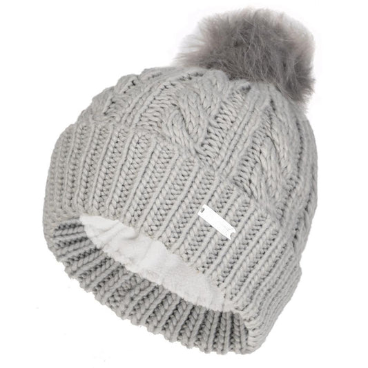 IGLHAT2223 - Ladies Faux Fur Pom Pom Fleeced Beanie Hat