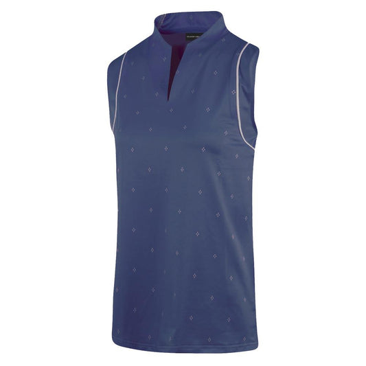 IGLTS2137 - Ladies Diamond Print Sleeveless Polo Shirt